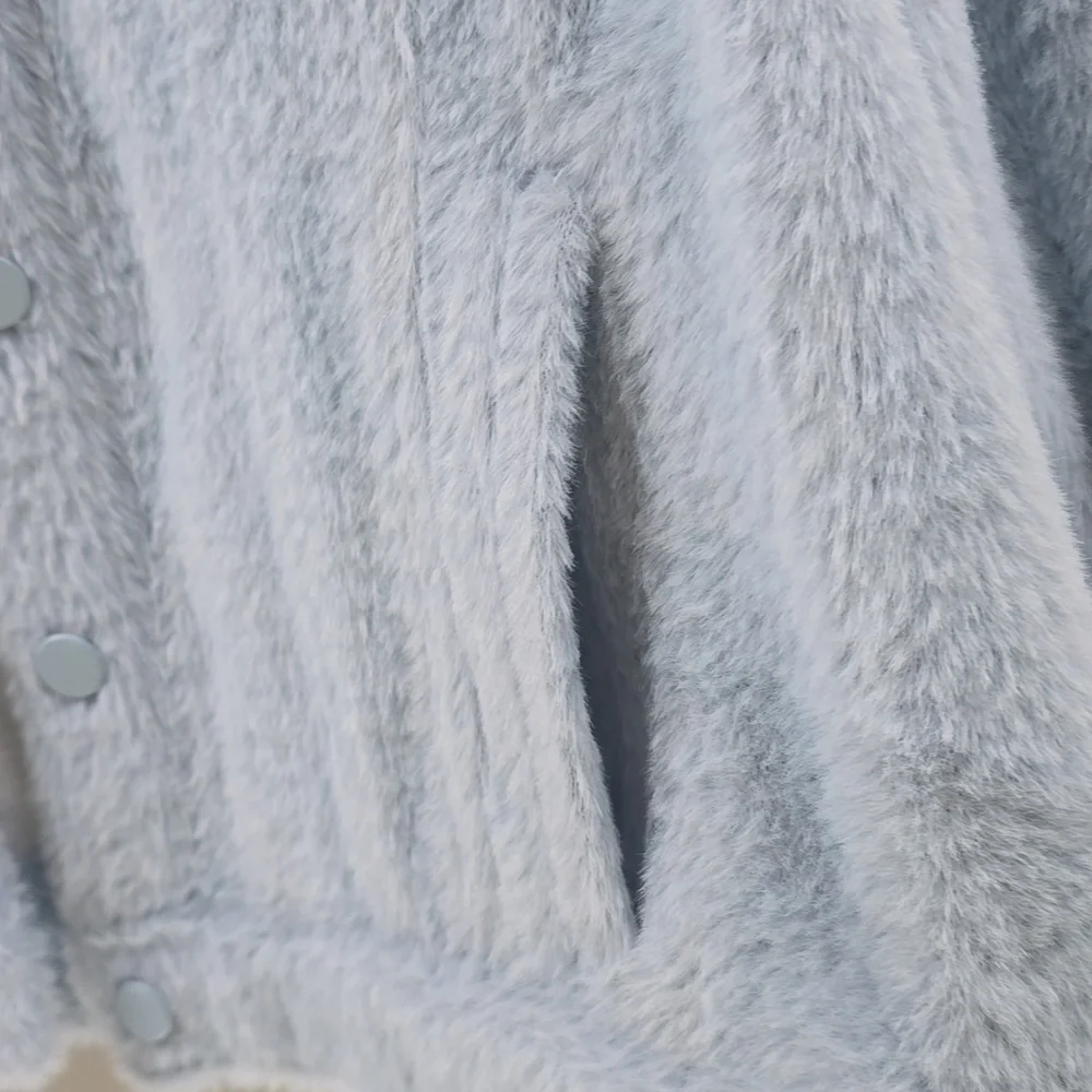 Banana Republic Light Blue Faux-Sherpa Button Jacket